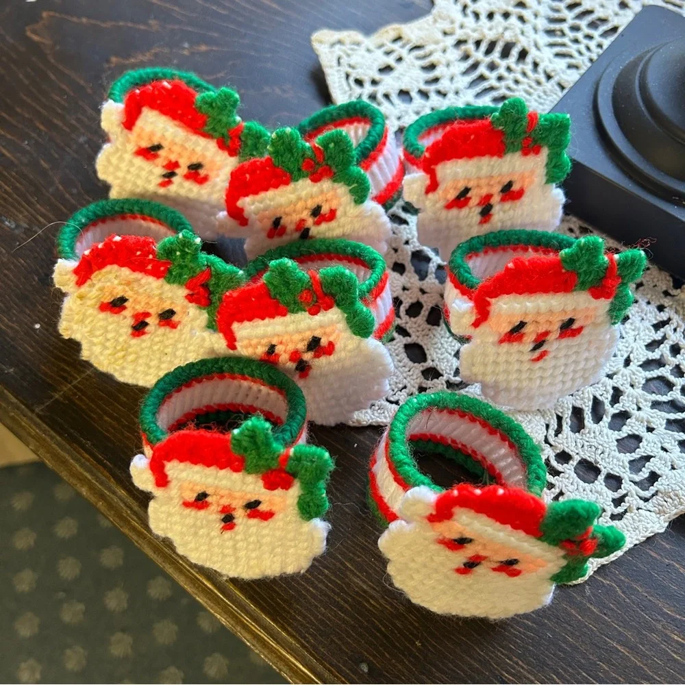 Vintage Christmas Santa napkin ring set of 8